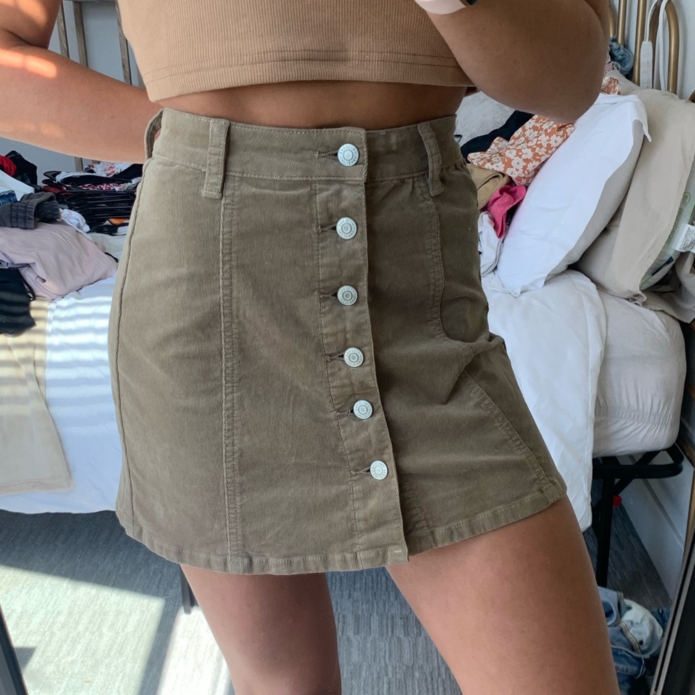 button up denim skirt